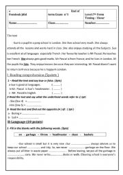 English Worksheet: module 1 8th form tunisian program