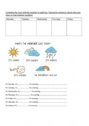 English Worksheet: The weather and clothes