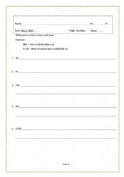 English Worksheet: Math