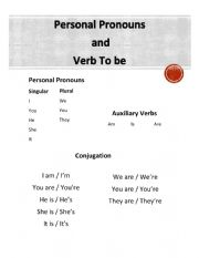 English Worksheet: Personal Pronouns and Verb to be
