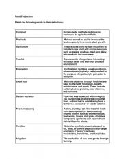 Vocabulary: Food production/ Ecology