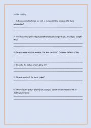 English Worksheet: Fable comprehension