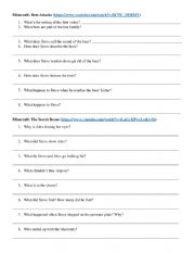 English Worksheet: Minecraft - Bees Attacks & The Secret Room - Video Activity