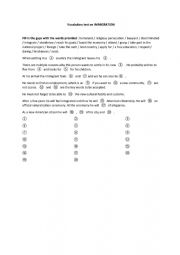 English Worksheet: Vocabulary test on IMMIGRATION