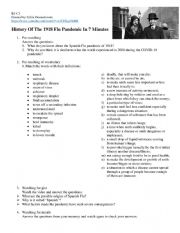 English Worksheet: Spanish Flu Video Lesson