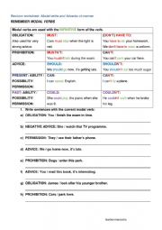 English Worksheet: Revision Worksheet Modal Verbs and Adverbs