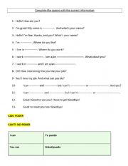 English Worksheet: CAN or CANNOT