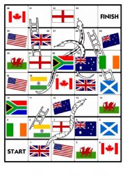 English Worksheet: Snakes And Ladders - English Speaking Countries Flags