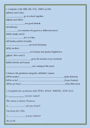 English Worksheet: Personal and interrogative pronouns