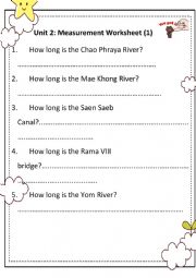 English Worksheet: Measurement