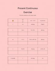 English Worksheet: Present Continuous Unscramble 