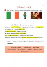 English Worksheet: facts of ireland