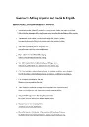 English Worksheet: Inversion Practice