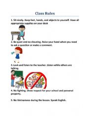 English Worksheet: The Rules in classroom