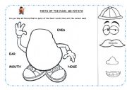 English Worksheet: MR POTATO FACE PARTS