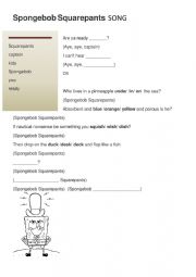 English Worksheet: Spongebob song
