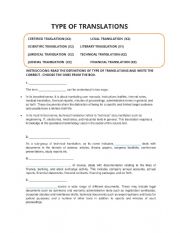 English Worksheet: Type of Translating