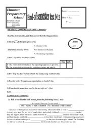 English Worksheet: End of semester test 2 9th form