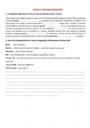 English Worksheet: Alexander Graham Bell