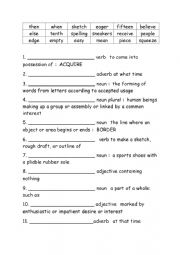 English Worksheet: Spelling Words Definitions Grade 4 Week 4