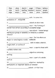 English Worksheet: Spelling Words Definitions Grade 4 Week 4