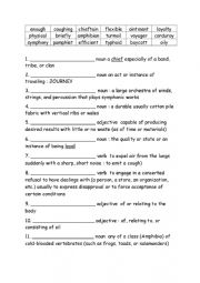 English Worksheet: Spelling Words Definitions Grade 6 Week 11