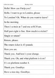 English Worksheet: At the train station 