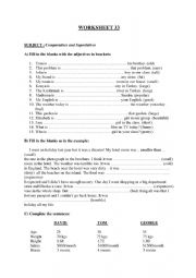 English Worksheet: comparative superlative adjectives