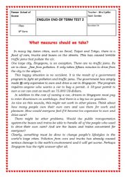 English Worksheet: end of term test 3 8th form pioneer
