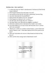 We were liars study questions part 1 and 2