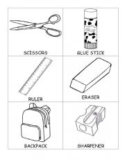 English Worksheet: school objects