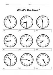 English Worksheet: Telling the time