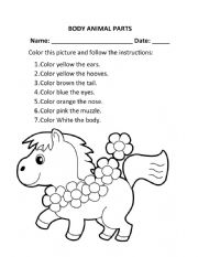 English Worksheet: Animal Body parts