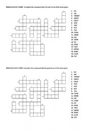 English Worksheet: Past irregular verbs crossword