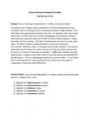 English Worksheet: Coffee, Snacks, Worms-RTL High light the paragraph parts (activity)