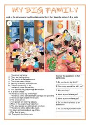English Worksheet: Picture description - My big family