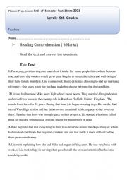 English Worksheet: End of Term test 9th form
