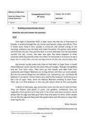 English Worksheet: 8th Form Comprehensive Test 2 (Tunisian Curriculum) 2021