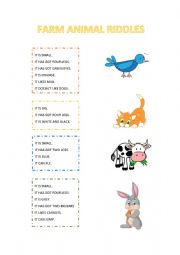 English Worksheet: FARM ANIMALS RIDDLES