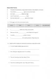 English Worksheet: Stative Verbs Practice