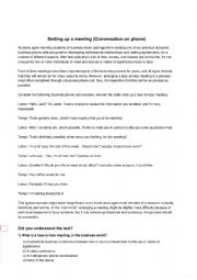 English Worksheet: phone conversation