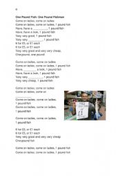 one pound fish x-factor song worksheet