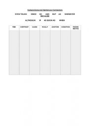 English Worksheet: CONJUNCTIONS AND SENTENCES CONNECTORS