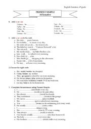 English Worksheet: Present Simple - affirmative