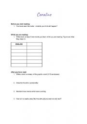 English Worksheet: Coraline graphic novel worksheet