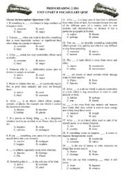 Prism Reading 2 Unit 1 Part B Vocabulary Quiz