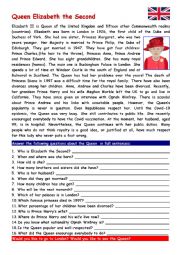 English Worksheet: Queen Elizabeth II (the second) 