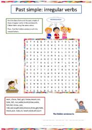 English Worksheet: Past simple: Irregular verbs Wordsearch