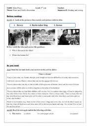 English Worksheet: Martin Luther king