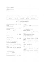 English Worksheet: Lets sing along! Happy Shinny People